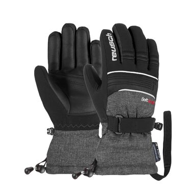 Дитячі гірськолижні рукавички Reusch Softshell, водонепроникні та вітрозахисні (чорно-сірі, розмір 6.5)