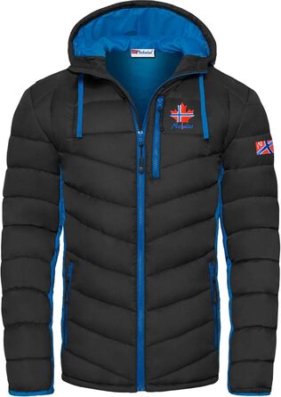 Чоловіча куртка Nebulus MERIK, тепла зимова куртка, практична та універсальна для перехідного періоду та зими (XXL, чорно-кобальтова)