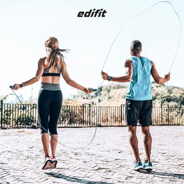 Скакалка Edifit для фітнесу, боксу та тренувань вдома, 3 метри, регульована ручка 165 мм, червоно-чорний