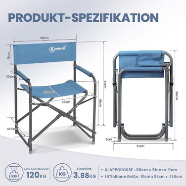 Крісло для кемпінгу Homecall: складне, ультралегке, 120 кг, для відпочинку на природі, риболовлі, саду. Набір 2 шт.