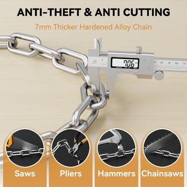 Замки для велосипеда з цифровим кодом, 11 кольорів, 90 см, рівень безпеки 8, 5-значний код, ланцюговий замок для велосипеда, мотоцикла, ролера, дверей (чорний)