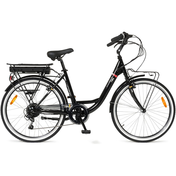 Електровелосипед i-Bike City Easy Urban для дорослих, унісекс, з педальною підтримкою, чорний, універсальний розмір