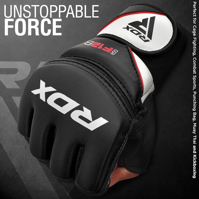 Професійні рукавички RDX для MMA, греплінгу та спарингу, штучна шкіра Maya Hide, кікбоксинг, єдиноборства, з підкладкою, для боксу, муай-тай, тренувань на мішку, чоловічі та жіночі, розмір L, чорні
