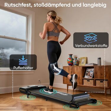 Біговий доріжки TISSCARE для дому та офісу: тихий тренажер для ходьби з регулюванням нахилу, LED-дисплеєм, вагою до 130 кг та швидкістю 1-6 км/год (без ручки).