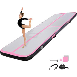 Гімнастичний надувний мат для тренувань, 10/20 см, надувна, 2/3/4/5/6 м, чорний/рожевий, 300x100x20 см