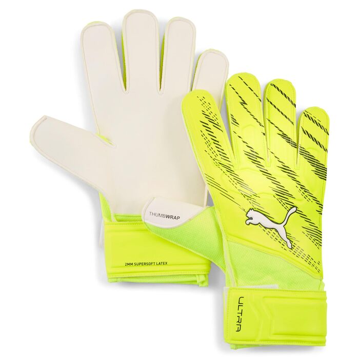Воротарські рукавиці Puma Ultra Play RC, унісекс, чорно-сірі (багатокольорові), розмір 10 (9), жовто-чорні