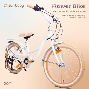 Дитячий велосипед Sun Baby Flower 20 дюймів, 6 швидкостей, Shimano, для дівчаток 6-10 років, регульований