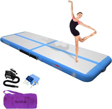 Гімнастичний надувний мат для акробатики та тренувань 3/4/5/6 метрів, 20 см заввишки, біло-блакитна. Ідеально для йоги, таekwondo, акробатики.