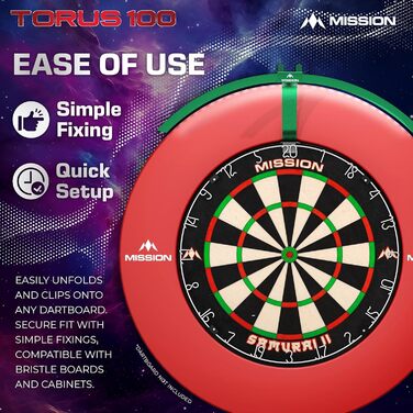 LED-дартс мішень Mission Darts TOR100 Torus 100, складана, портативна, з підсвіткою, металік-зелена