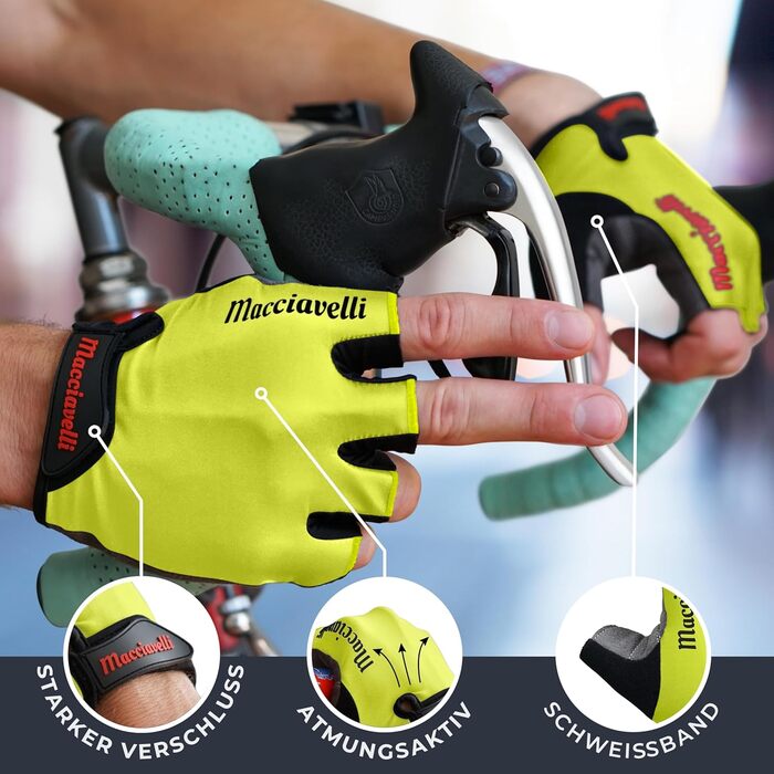 Велосипедні рукавички MACCIAVEI для чоловіків та жінок - рукавички Habfinger MTB - літні велоспортивні рукавички для гірського велосипеда, шосе та даунхілу (M, жовті)