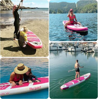 FBSPORT SUP дошка 11' Premium Stand Up Paddle Board для йоги з аксесуарами та сумкою | Широка стійка, контроль на хвилях, неслизька поверхня, страховка, весло та насос для молоді та дорослих (рожевий)