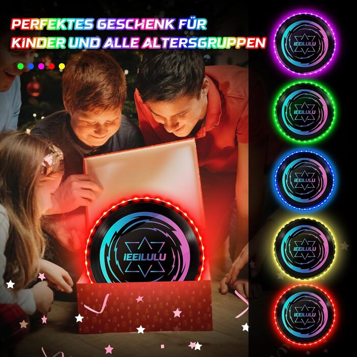 Світлодіодний фрізбі IEEILULU: LED-диск для активного відпочинку (червоний) - для дітей та дорослих, для пляжу, газону, вулиці