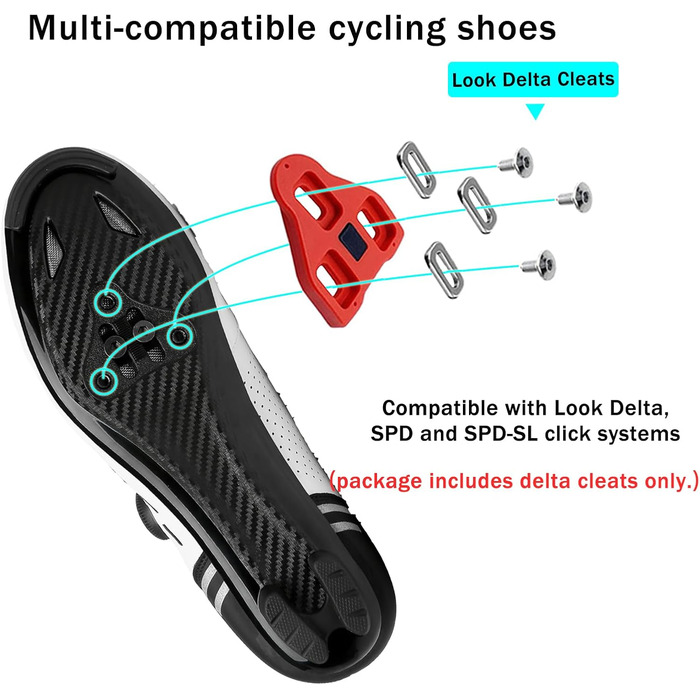 Велосипедні шкарпетки для чоловіків та жінок, сумісні з Peloton, для занять у залі та на відкритому повітрі, гоночні велошкарпетки з шипами Delta, 41 EU, білі