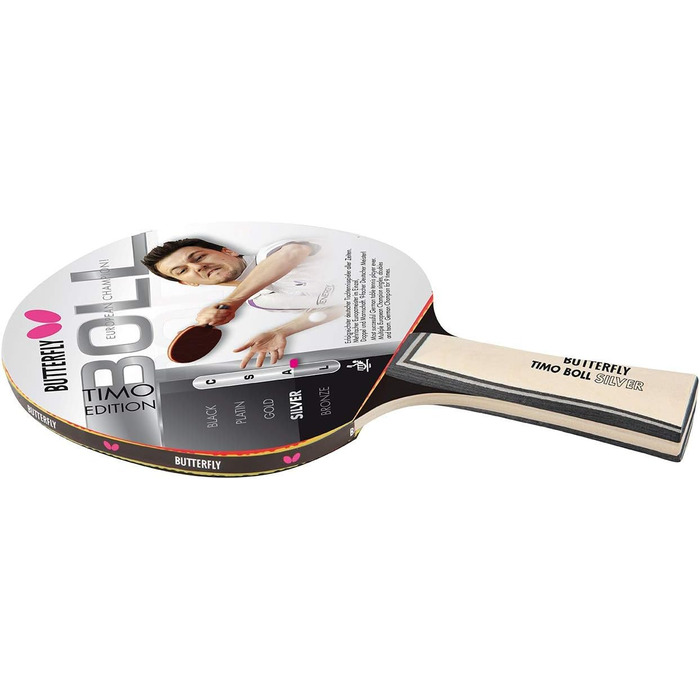 Настільний тенісний ракетка Butterfly Timo Boll Silver 85015 з чохлом, ITTF сертифікат, анатомічна ручка, преміум Addoy накладка, для амбітних гравців