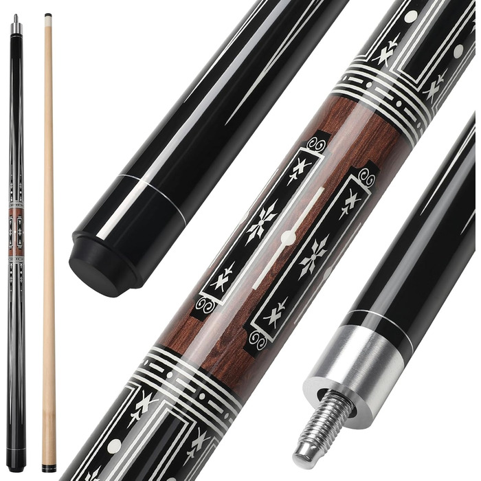 Більярдний кий Pool Queue 58 дюймів, тверде дерево, наконечник 13 мм, для професійних гравців, 1/2 кий, коричневий