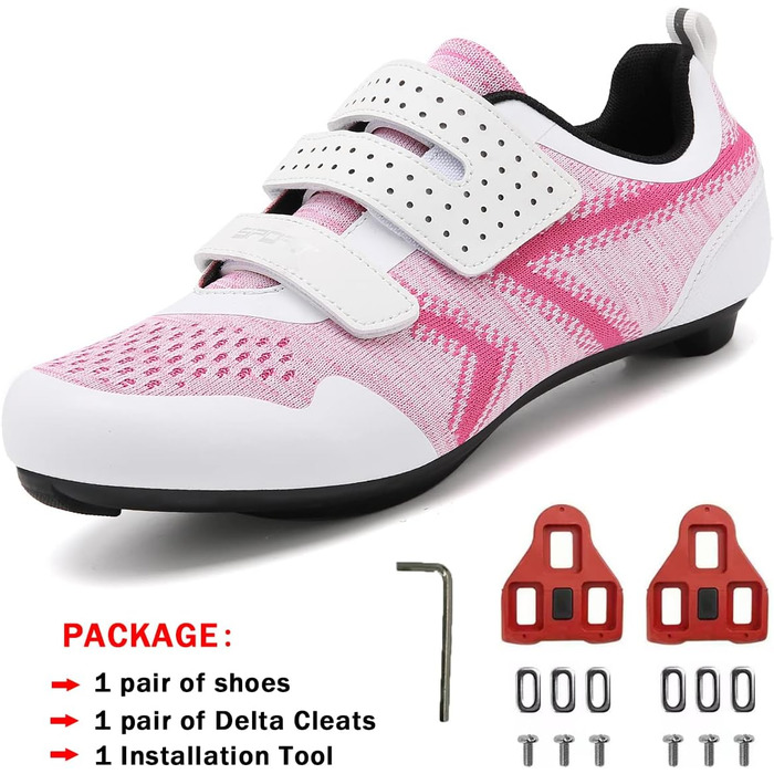 Велотуфлі ULTIANT для їзди в залі та на вулиці, сумісні з Peloton, Look SPD SL Delta, 41 EU, білий/червоний