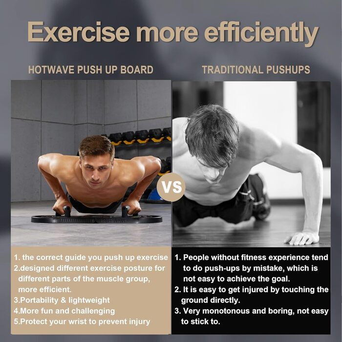 Дошка для віджимань HOTWAVE Push Up Board, 20 в 1, складана, для дому та фітнесу, професійний тренажер для чоловіків та жінок, чорна