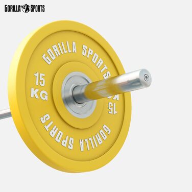 Бамперні диски GORILLA SPORTS 15 кг, Ø50 мм, чавун, гумові, для олімпійської штанги