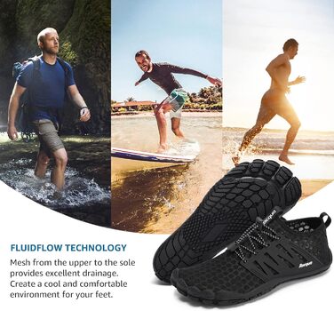 Racqua Композитна сітка, водяні черевики для чоловіків та жінок (42 EU, Wz114 Black)