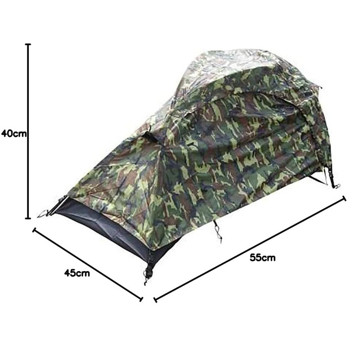 Намет Mil-Tec Recom односпальний (150x250 см) WOODLAND: ультралегкий, компактний, для кемпінгу, трекінгу та туризму