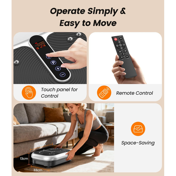 Вібраційна платформа 200W для фітнесу з пультом дистанційного керування, 120 рівнів, ультразвук та гумові ніжки – для домашніх тренувань, підтяжки м'язів та регенерації, ідеально для жінок та людей похилого віку, сріблястого кольору