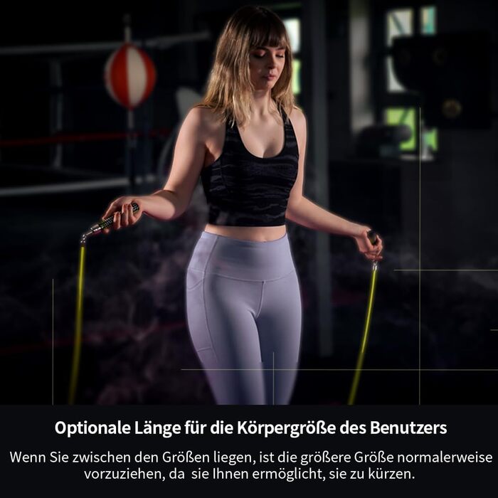 Стрибкове кабель HEREROPE 1/4LB з підшипниками для швидкості, кардіо, боксу та фітнесу. Зручні ергономічні ручки, неплутане кабель Neo-Green M - 2.59м (для зросту 1.65м - 1.73м)