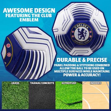 Футбольний м'яч Chelsea FC, офіційний, розмір 5, біло-синій, подарунок для фанатів