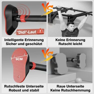 Климмер для дверного отвору FumyFumy, турнік для дверей, обладнання для калістеніки, висувна стійка для підтягувань 73-100 см, вантажопідйомність до 220 кг з сигналізацією безпеки