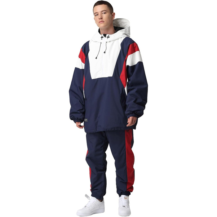 Комбінезон для сноуборду та лижного спорту HOUZONIY: теплий зимовий комбінезон з капюшоном та блискавкою для чоловіків та жінок. Модель T63+Roa (L, T63+Blau)