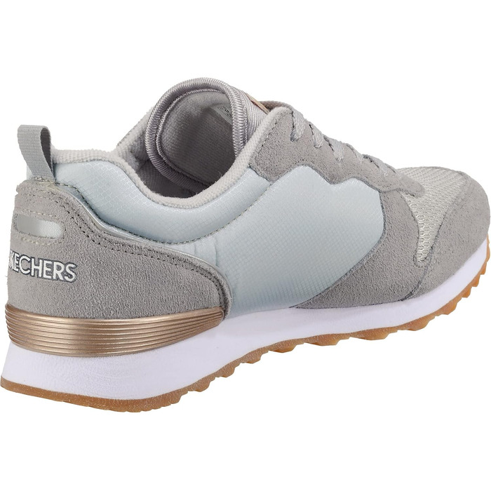 Кросівки Skechers OG 85-Goldn Gurl жіночі, світло-сірі (замша, нейлон, сітка) з рожево-золотистим декором, розмір 38 EU