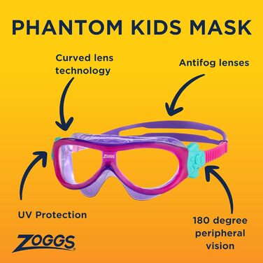Дитяча маска для плавання Zoggs Phantom, рожева/фіолетова, до 8 років