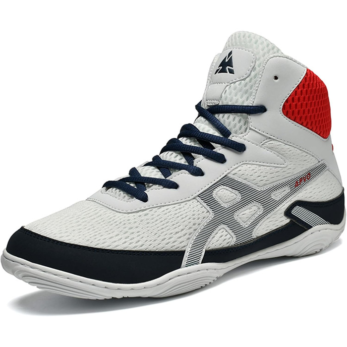 Чоловічі боксерські туфлі для боротьби, дихаючі, неслизькі, зручні, хай-топ, фітнес-туфлі, для тренувань, зала, бодібілдинг, білі, 43 EU