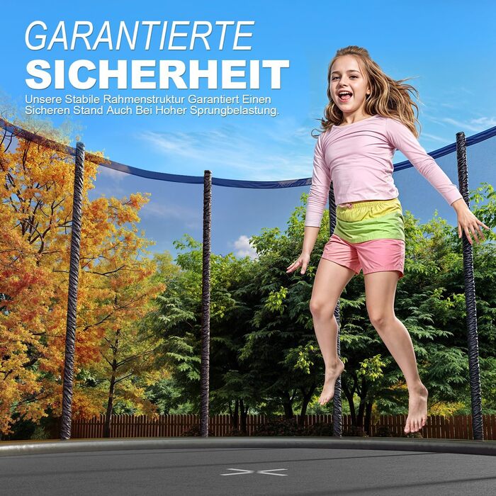 Батут JUMMICO Outdoor для дітей Ø 183/228/305/366/427 см з сертифікацією GS, з драбиною та бічною кишеню (228 см), чорний