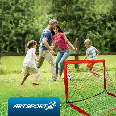 ArtSport Ворота для футболу Pop-up Goal Master - комплект 2 шт. з аксесуарами - складні та готові до гри - 2 футбольні ворота для дому та саду - дитячий футбол, ворота (червоний)