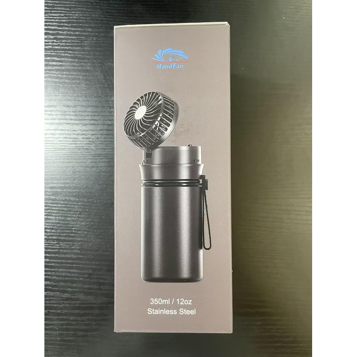Термос-пляшка HandFan з нержавіючої сталі, 350 мл, синя, ізольована, BPA-free, для газованої води, спортивна, для велосипеда, школи та фітнесу