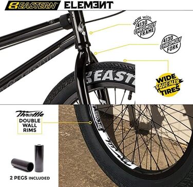 BMX велосипед Eastern Bikes Element 50,8 см, повністю хромомолібденова рама і вилка, чорний