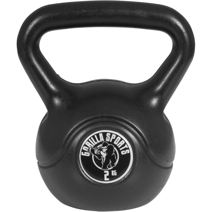 Кетлбел GORILLA SPORTS з пластика, 2-20 кг, одинично або комплект, з/без підставки – гиря для фітнесу