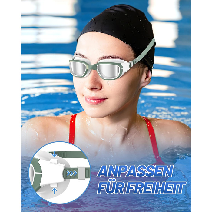 Поляризовані окуляри для плавання, антизапітніння, захист від сонця, для дорослих та підлітків, чоловічі та жіночі, зелено-срібні