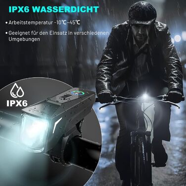 Велофара TECHCYC з датчиком освітлення, LED, до 70 Люкс, StVZO, USB, IPX6, 2500 mAh (передня) & 300 mAh (задня)