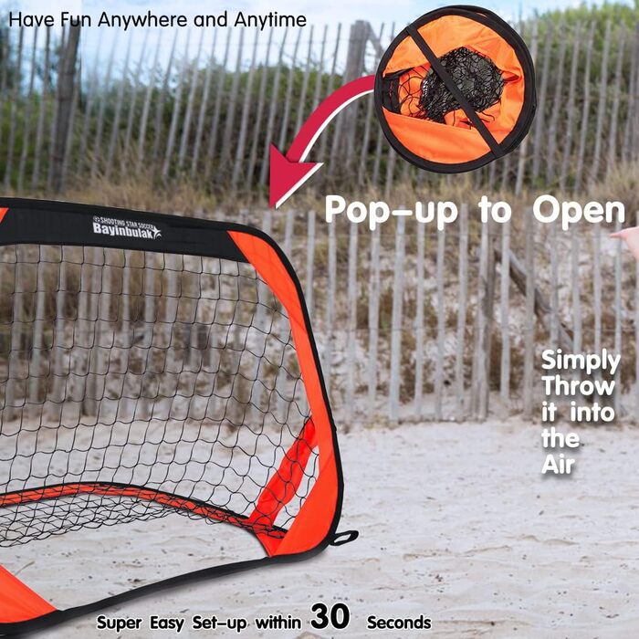 Дитячі ворота для футболу Bayinbulak Mini Pop-Up, 3.3' x 2.3', помаранчеві
