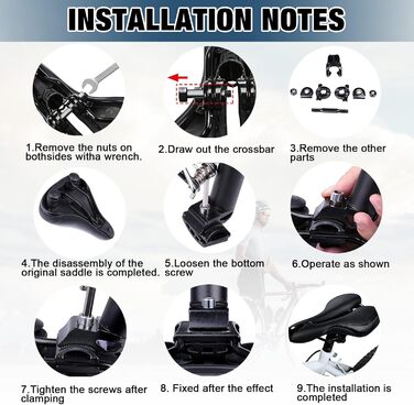 Велосипедний сідло ENJOHOS: водонепроникний, PU, для MTB, Trekking, Tour, шосе, чорний