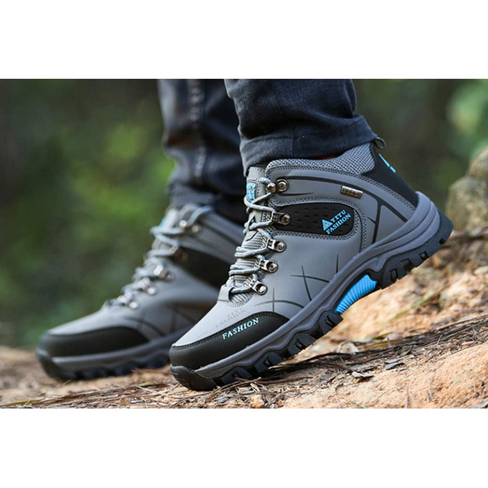 Чоловічі трекінгові черевики для хайкінгу та бігу, чорно-сі, розмір 44 EU, водонепроникні
