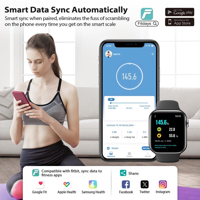 Інтелектуальна вага ABLEGRID для вимірювання ваги тіла, цифрова вага для визначення жиру з LED-дисплеєм, показником тренду, BMI, маси м'язів, типу тіла, точна вага з режимом без APP, 180 кг, чорна