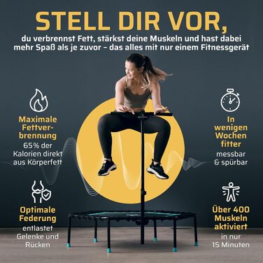 Трамплін для фітнесу SportPlus з тихим гумовим пружинним механізмом, до 130 кг, турквіс, не складається