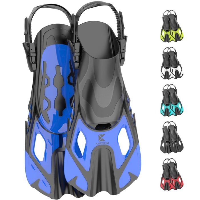 Ласти для снорклінгу та плавання Khroom, регульовані, для дорослих та дітей | Короткі ласти для дайвінгу, басейну та відпочинку