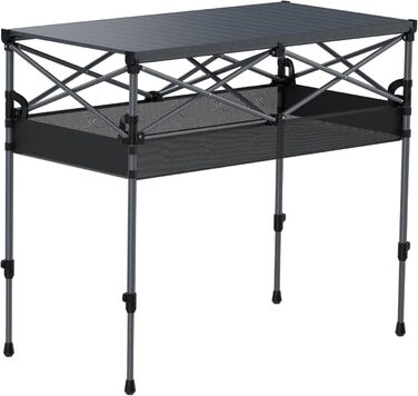 Складаний туристичний стіл FUNYKICH 82x40 см з регулюванням висоти (44/70 см), з сітчастою кишенькою, для пікніка, кемпінгу, BBQ, саду, партії. Розміри: 100x50x(70/87) см