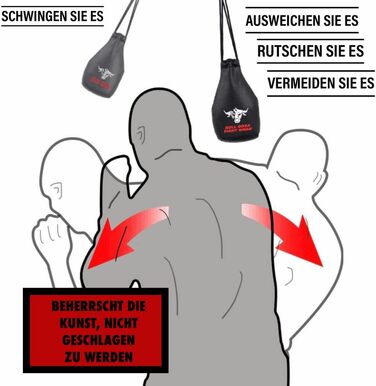 BULL DOZA FIGHT WEAR мішок для реакції, 1 кг, 2 м мотузка, чорний, М – боксерський захисний мішок для тренувань MMA, не для ударів