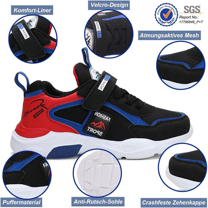 Дитячі кросівки для дівчаток та хлопчиків. Легкі, дихаючі спортивні кросівки для бігу, занять спортом та активного відпочинку. Унісекс, розмір 29 EU, чорний колір