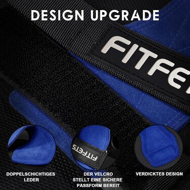 Лідши для важкої атлетики Zughilfen, ремені для підйому ваги, бодібілдинг, пауерліфтинг та фітнес, шкіряні ремені для чоловіків та жінок (блакитні)