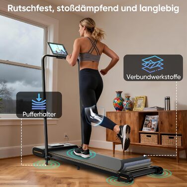 Біговий доріжка TISSCARE для дому та офісу: тиха модель з регулюванням нахилу, LED-дисплеєм, вагою до 130 кг та ручкою підтримки